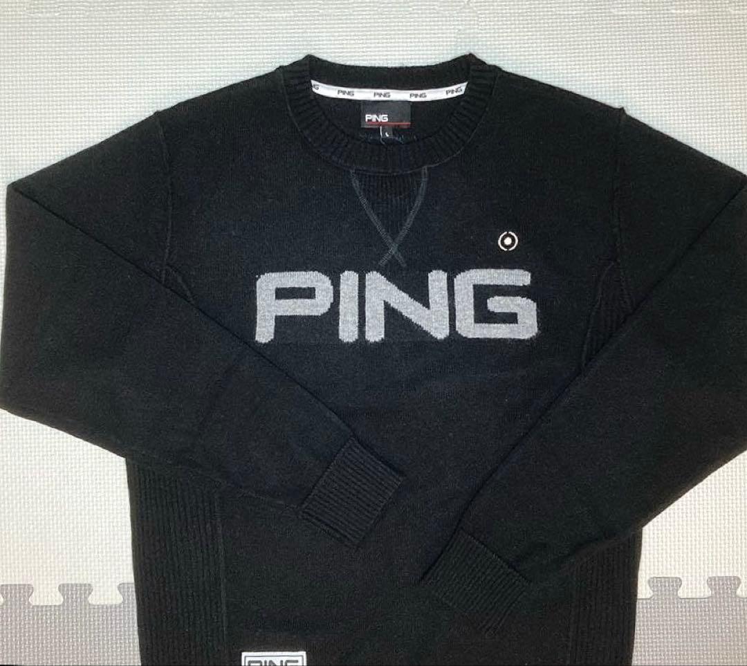 PING カシミヤ100% サイドリブクルーネックプルオーバー（BLK／L）