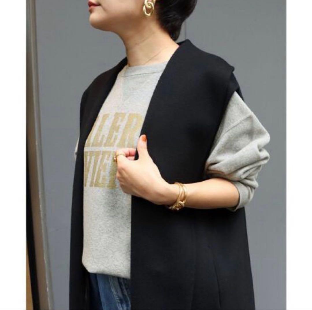 【美品】IENA Wフェイスデザインベストコート ジレ　ロング ブラック