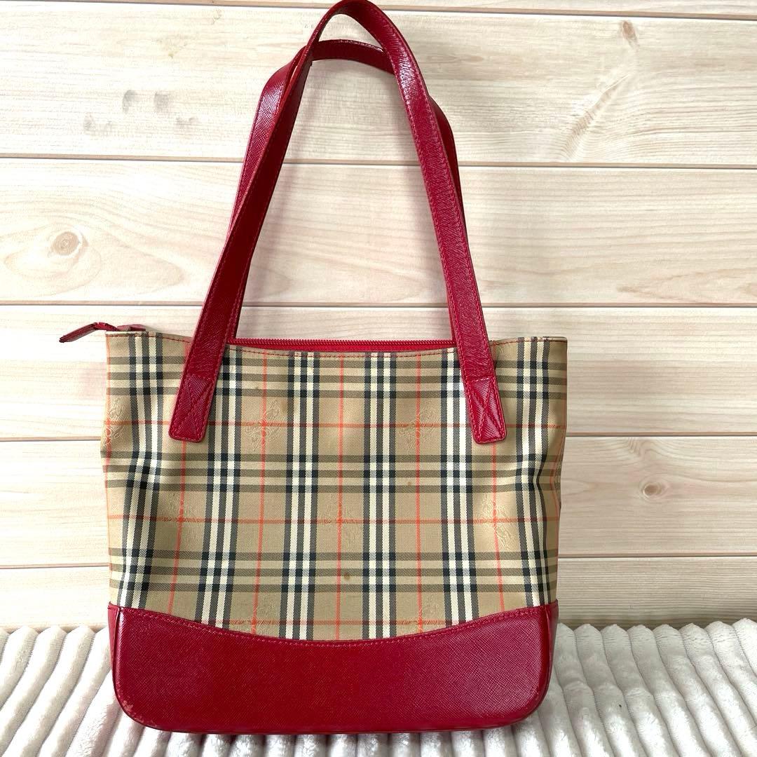 Burberry トートバッグ ベージュ/レッド
