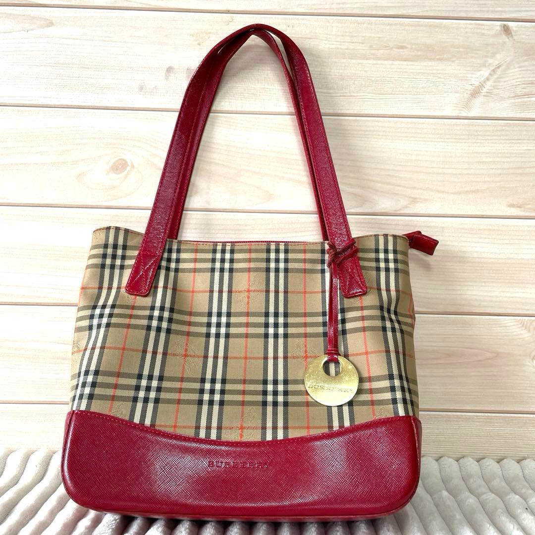 Burberry トートバッグ ベージュ/レッド