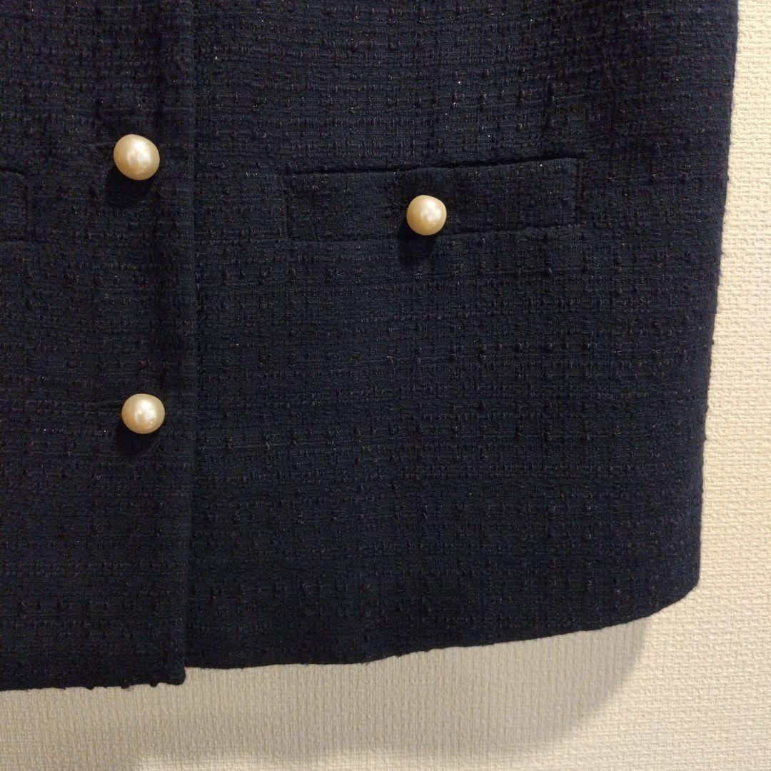 美品【ユナイテッドアローズ】ネイビー ツイード ベスト パールボタン