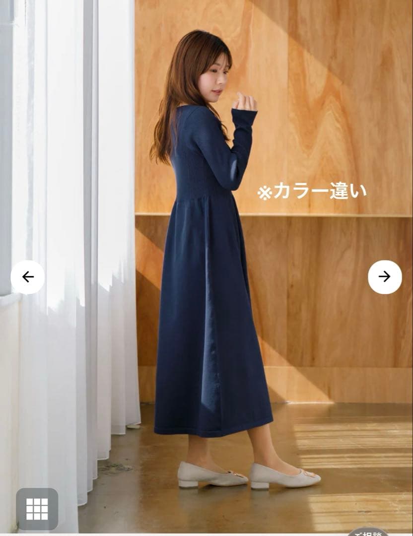 COHINA デザインフォルムニットワンピース / カーキ
