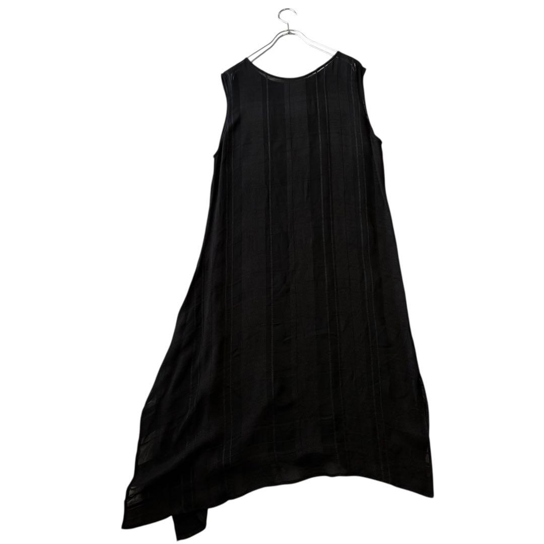 YOHJI YAMAMOTO NOIR刺繍 シアーチェックワンピース　アシメ　L