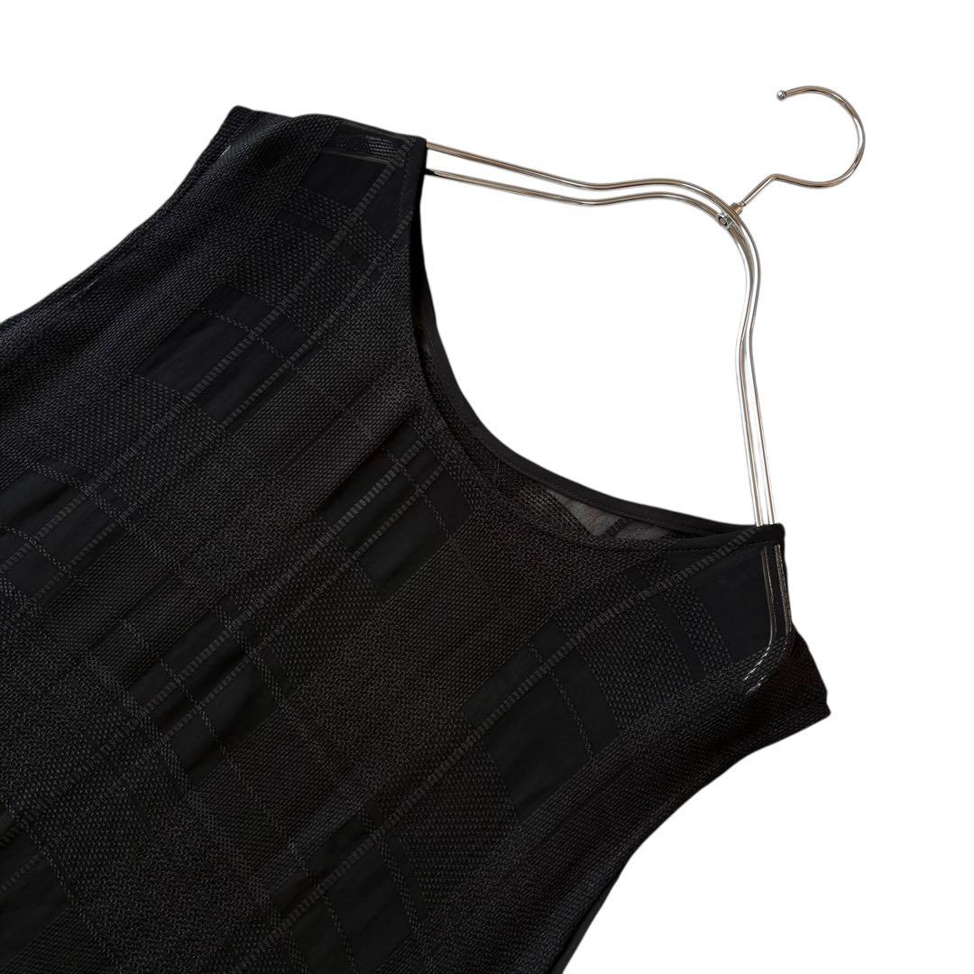 YOHJI YAMAMOTO NOIR刺繍 シアーチェックワンピース　アシメ　L