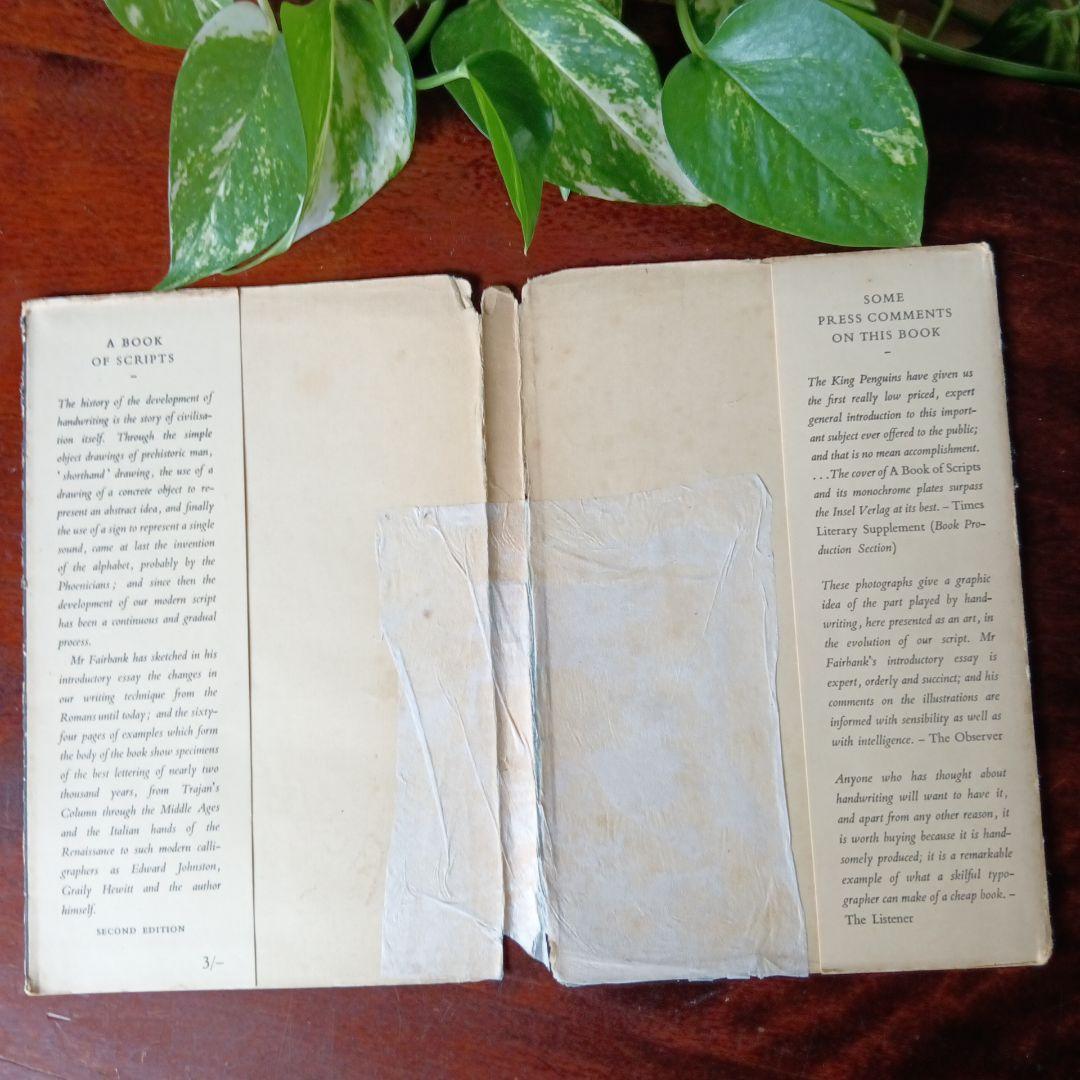 洋書古書1950年　ペンギン文庫　カリグラフィー美しい筆記体　ヴィンテージ　希少
