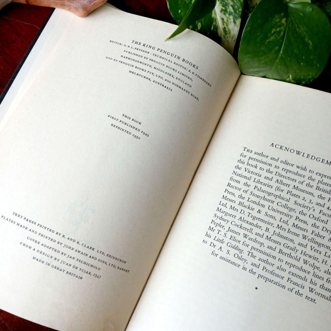 洋書古書1950年　ペンギン文庫　カリグラフィー美しい筆記体　ヴィンテージ　希少
