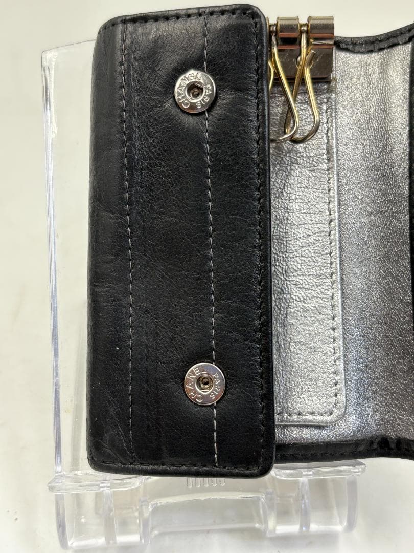 CHANEL シャネル キーケース 6連 ブラック レザー シルバー金具 美品
