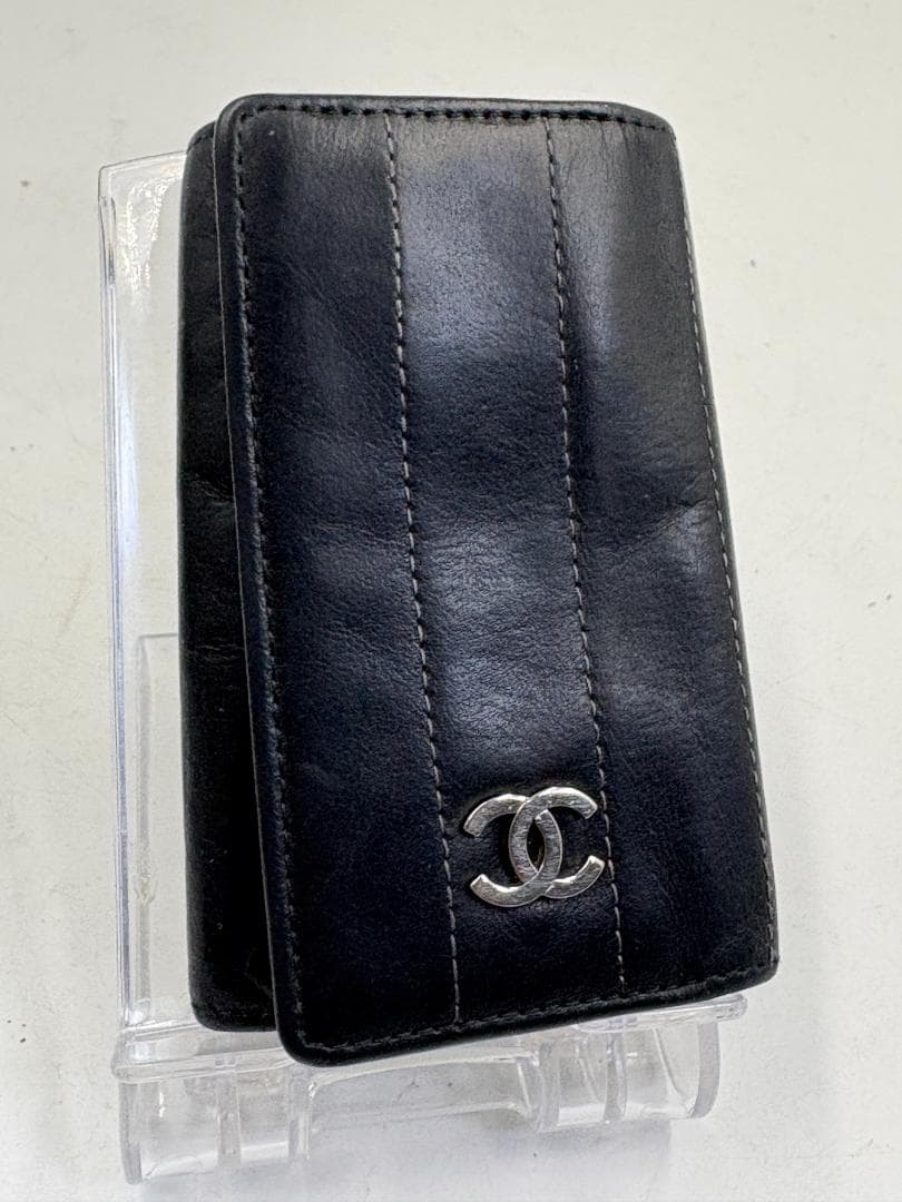 CHANEL シャネル キーケース 6連 ブラック レザー シルバー金具 美品