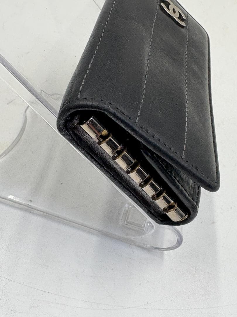CHANEL シャネル キーケース 6連 ブラック レザー シルバー金具 美品