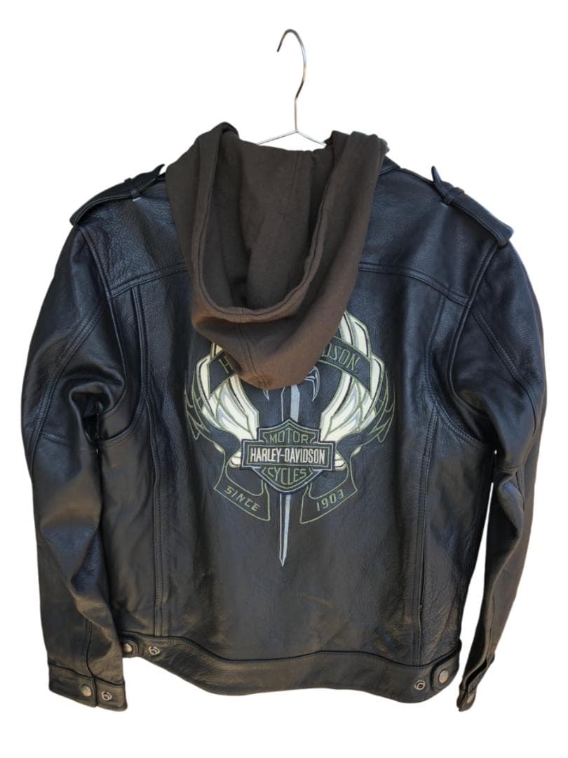 新品 Harley-Davidsonフード付きライダースレザージャケット M