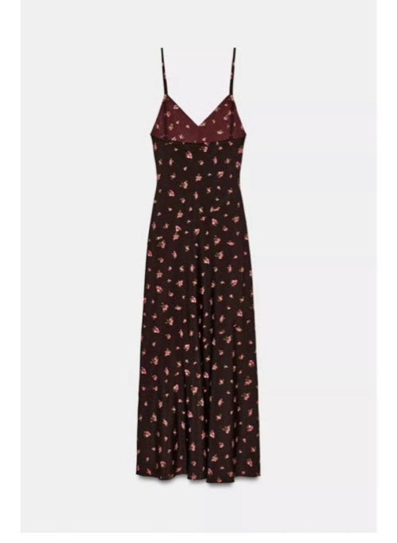 完売品　ZARA キャミワンピース　フローラル柄　ランジェリミディワンピース