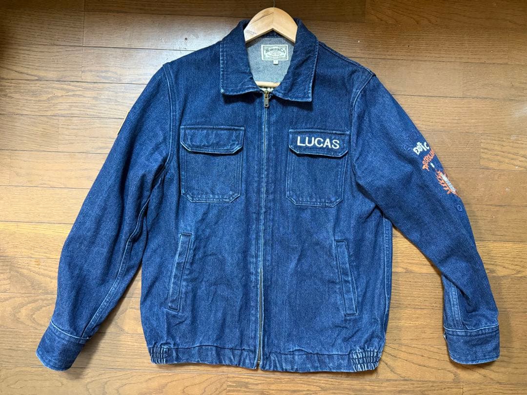 HOUSTON デニム スーベニアジャケット Ｌサイズ　　　刺繍 濃紺