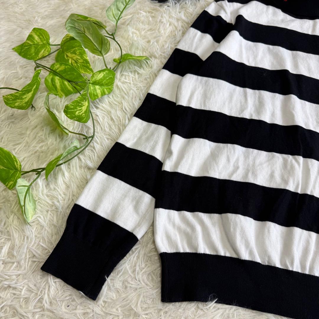 【パーリーゲイツ】極美品 タートルネック カシミヤタッチ 6 メンズ ボーダー