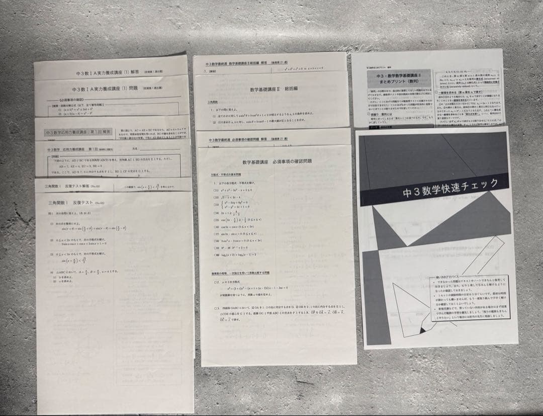 鉄緑会 中3 数学基礎講座 Ⅱ 第1部&第2部 テキスト/問題集/テスト等