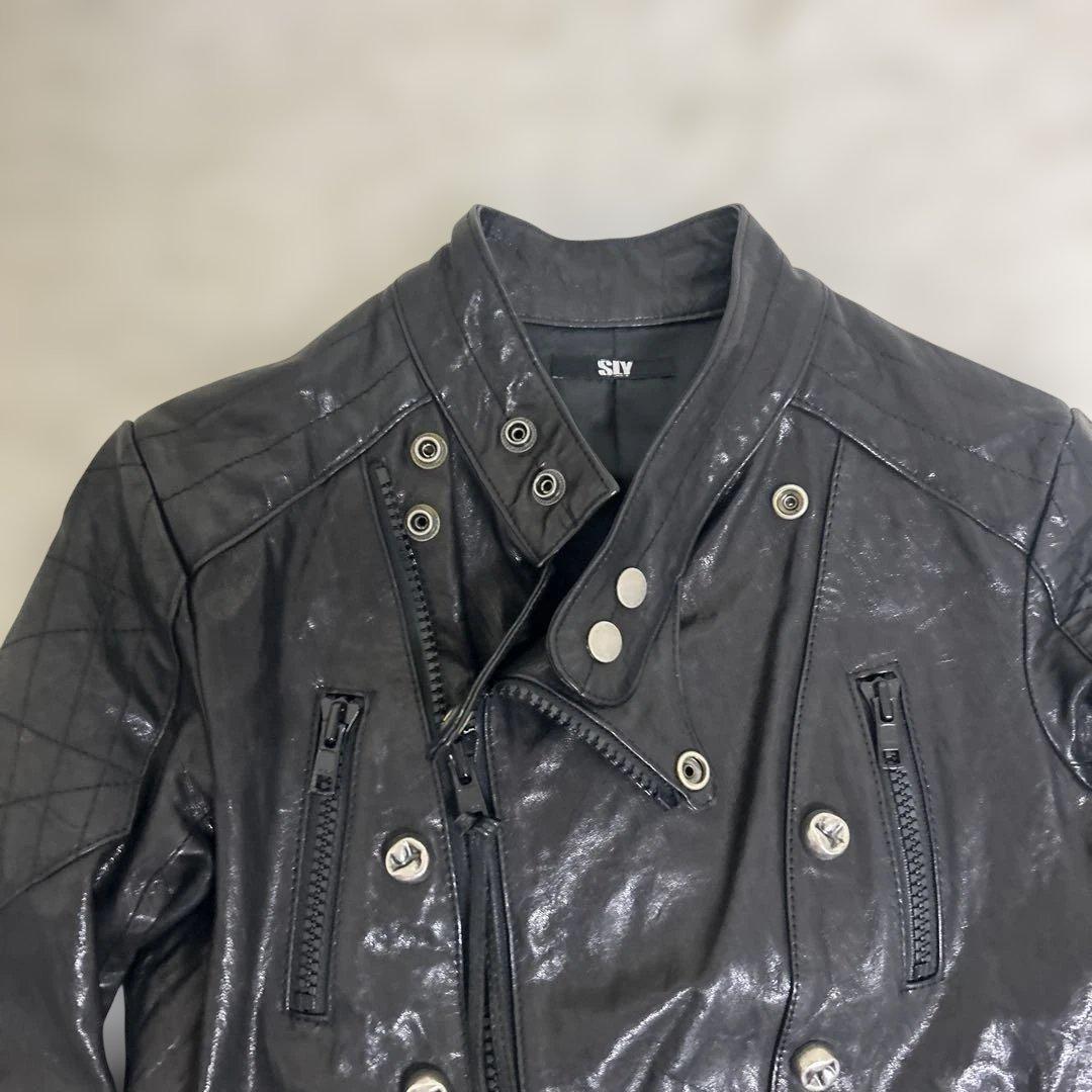 SLY レザー ライダース ジャケット archive v系 goth 光沢