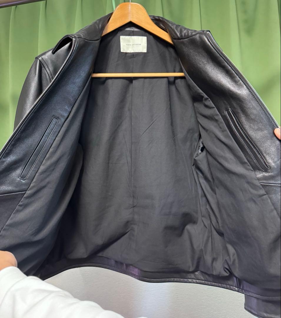 ナノユニバース　レザー　ジャケット　ラム　ナッパレザー　ライダース　ジャケット