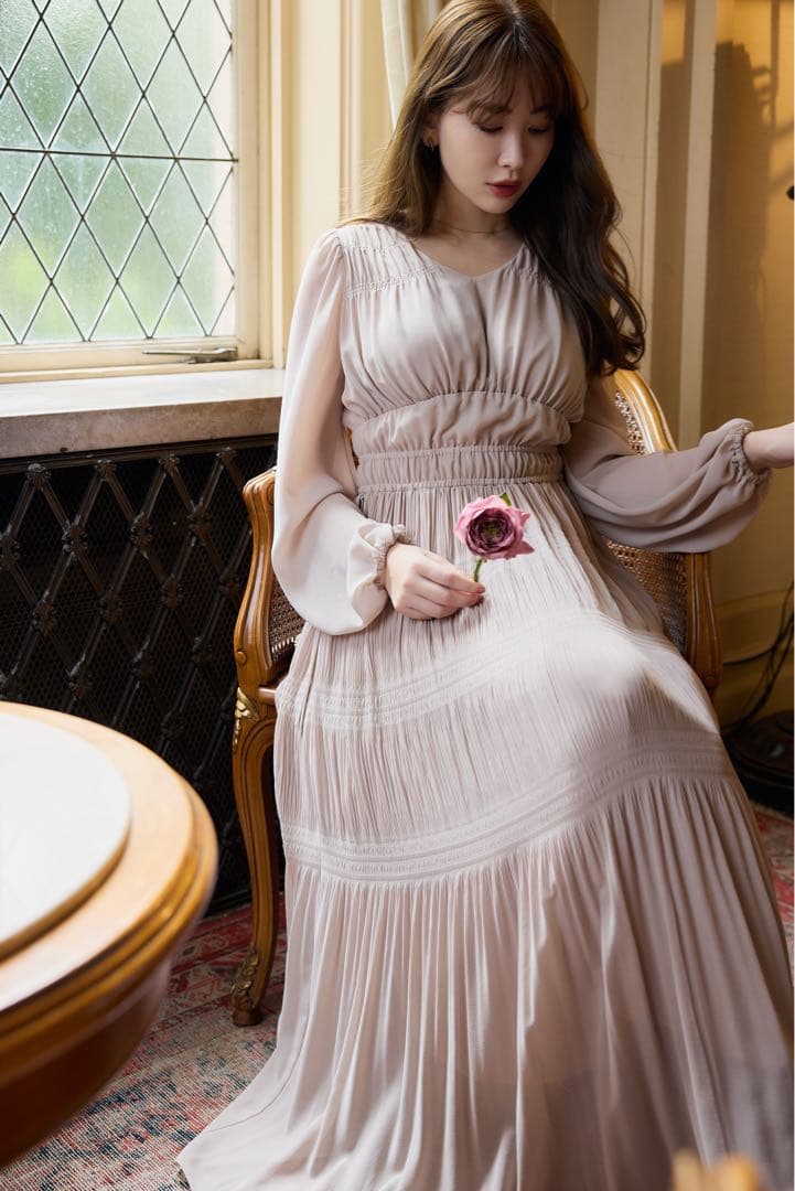 Herlipto♡MajolicaPleatedChiffonLongDress