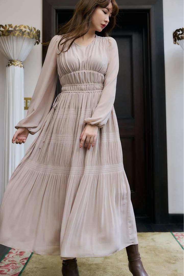 Herlipto♡MajolicaPleatedChiffonLongDress