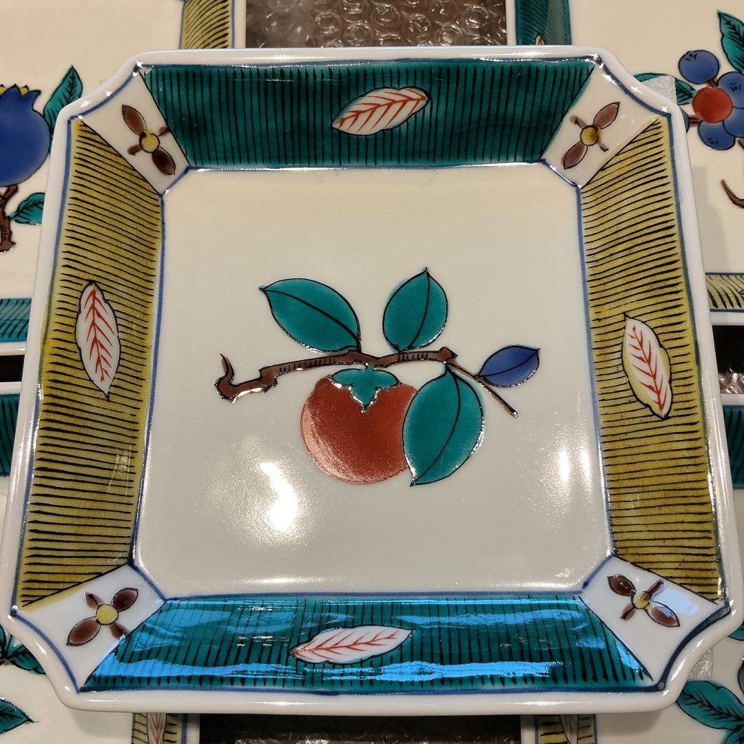 九谷焼　暁盃　みのり角皿　取り皿5枚組　未使用保管品