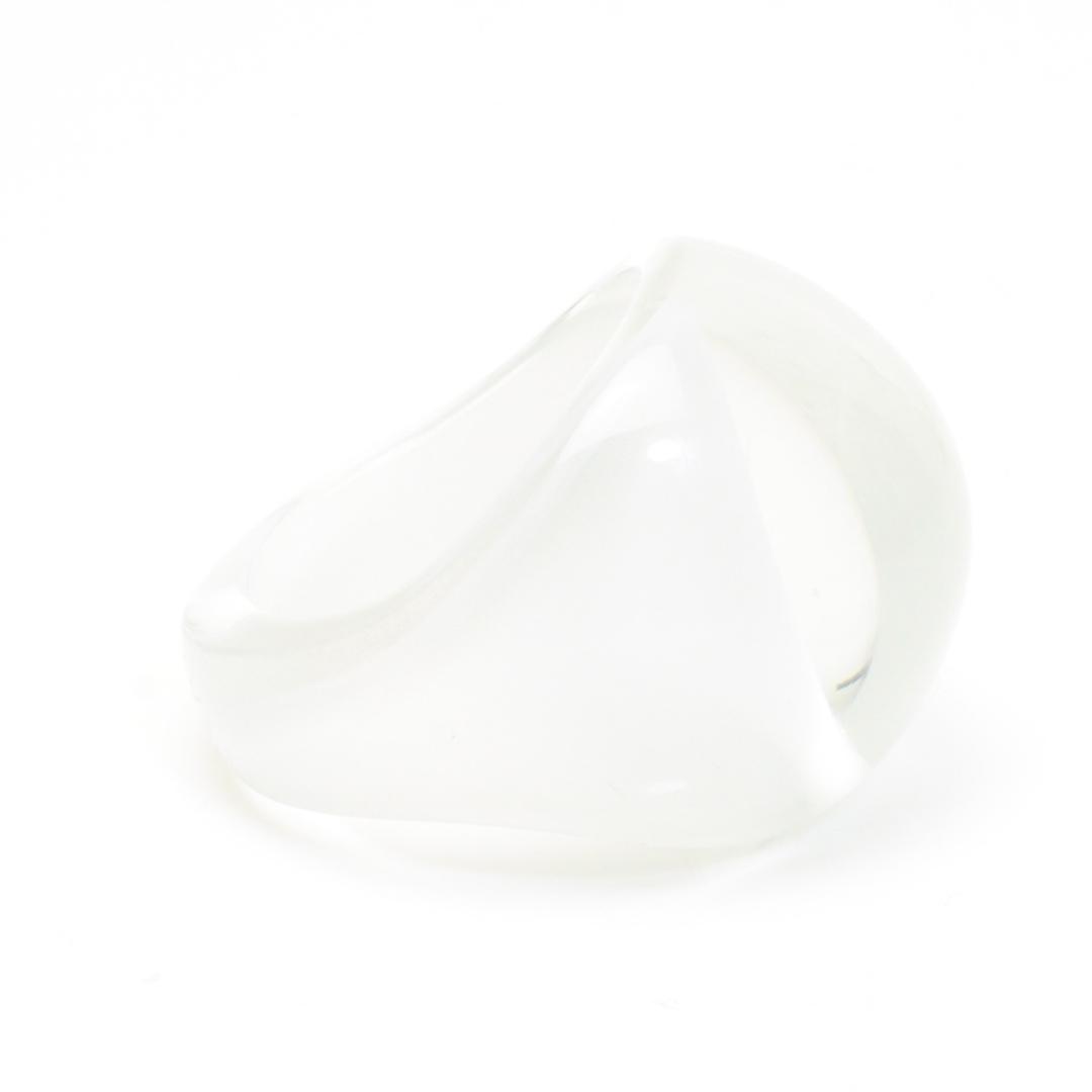 美品 ラリック LALIQUE カボション リング 指輪 14号 白 ホワイト