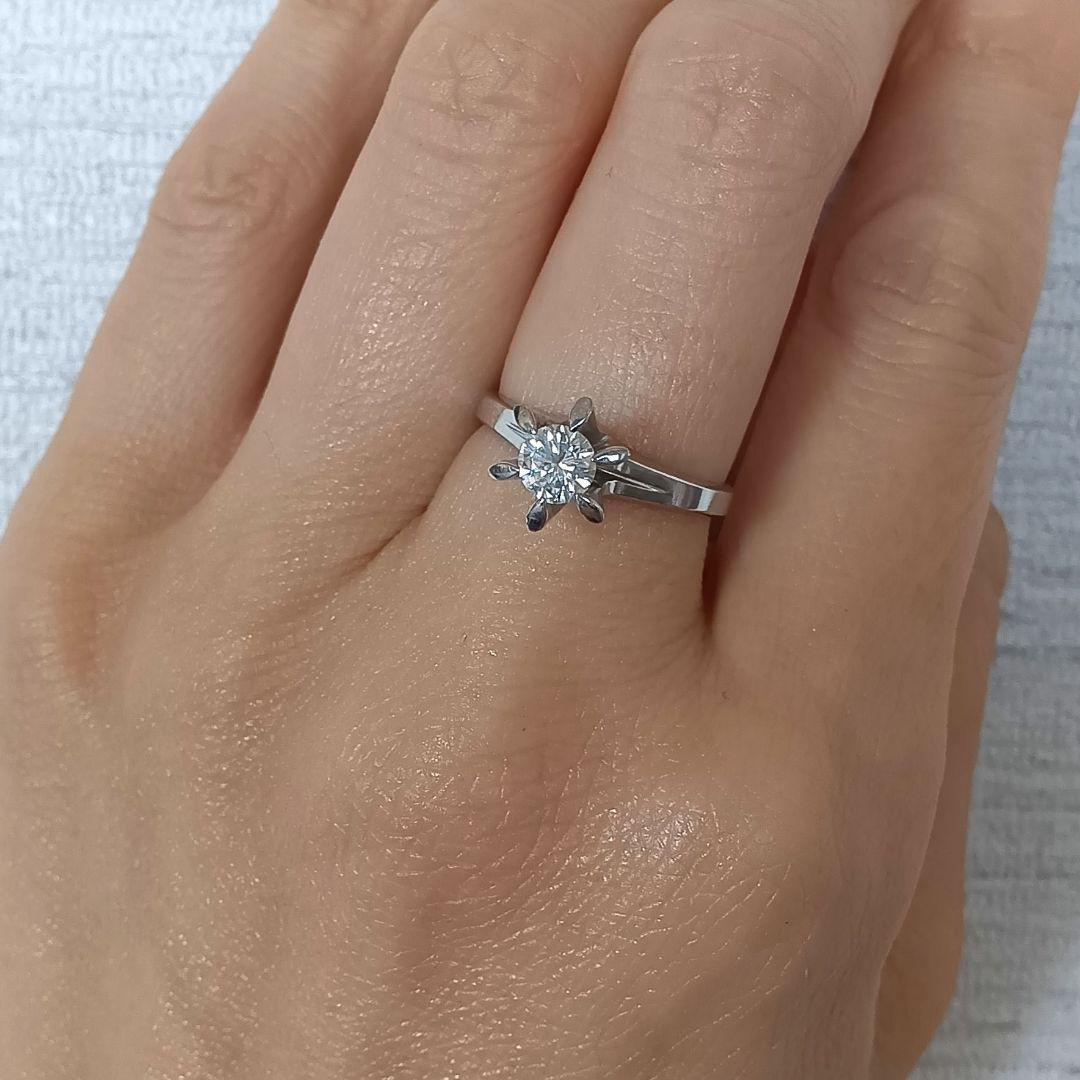 【鑑定書付】Pt900 D0.397ct 一粒ダイヤモンドリング 婚約指輪