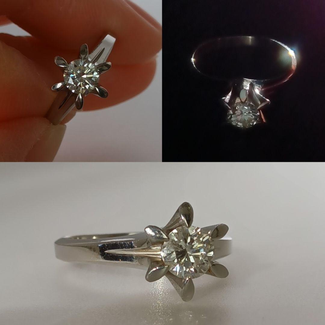 【鑑定書付】Pt900 D0.397ct 一粒ダイヤモンドリング 婚約指輪