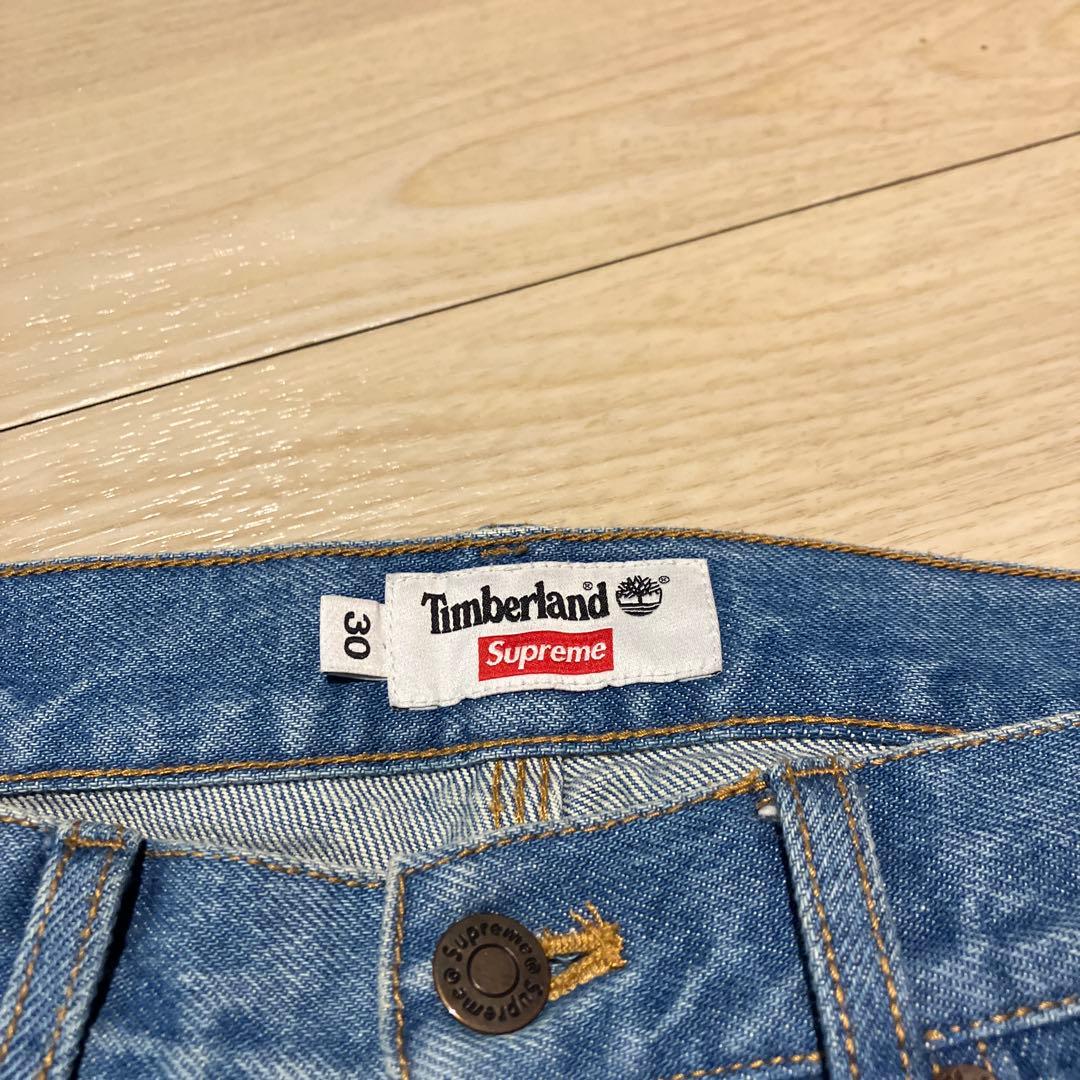 Supreme ティンバーランドダブルニーデニムカーゴパンツ インディゴブルー