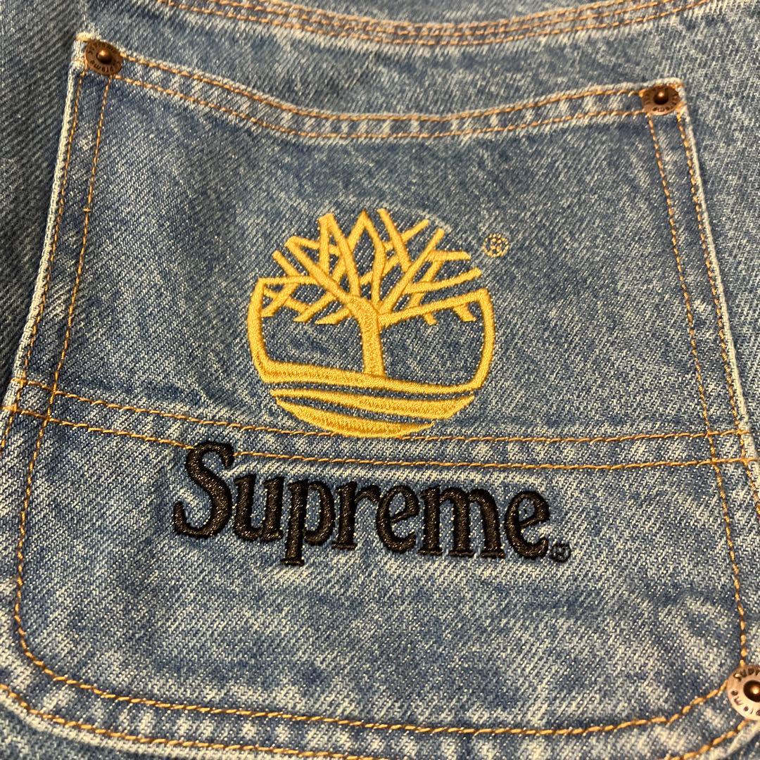 Supreme ティンバーランドダブルニーデニムカーゴパンツ インディゴブルー