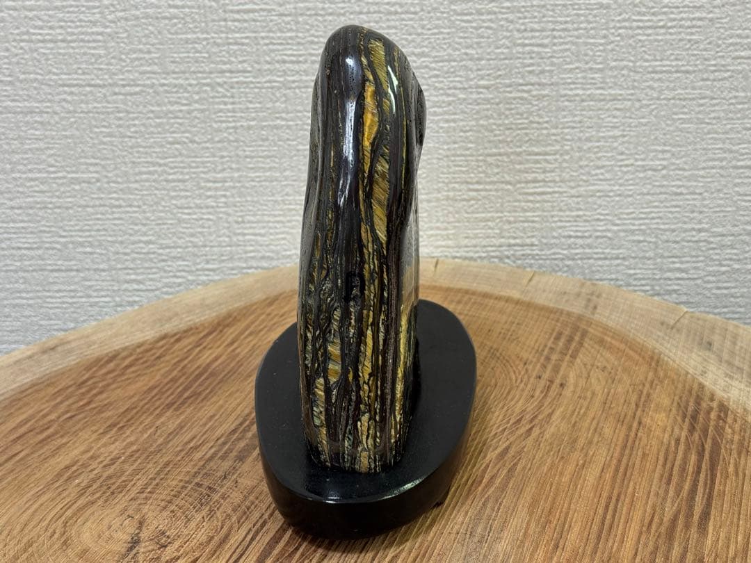 タイガーアイ 虎目石 天然石 鑑賞石 水石 盆石 金 銀 黒色 インテリア 置物
