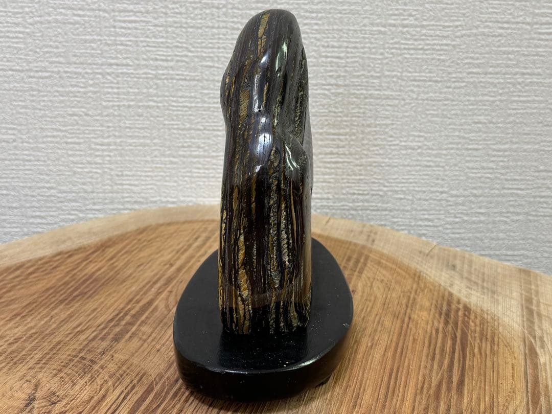 タイガーアイ 虎目石 天然石 鑑賞石 水石 盆石 金 銀 黒色 インテリア 置物