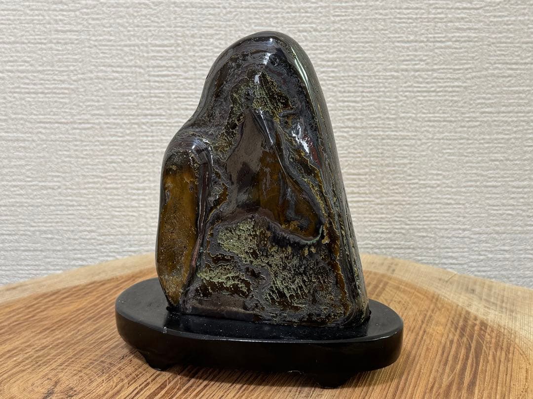 タイガーアイ 虎目石 天然石 鑑賞石 水石 盆石 金 銀 黒色 インテリア 置物