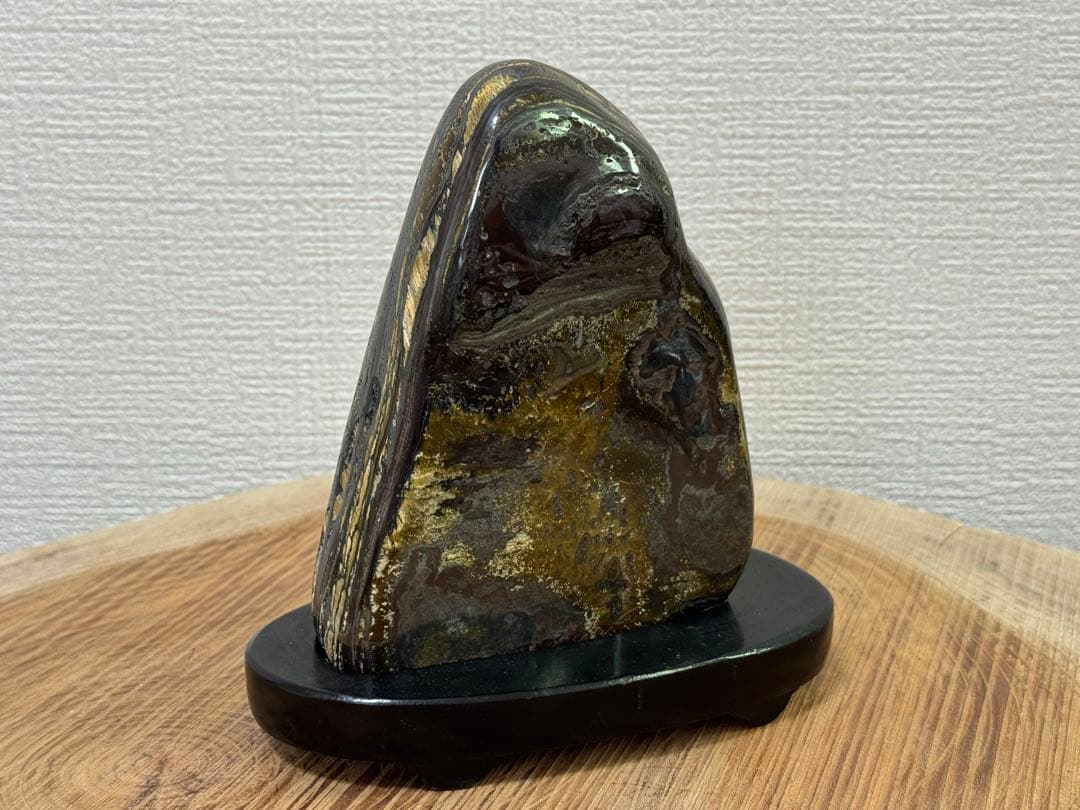タイガーアイ 虎目石 天然石 鑑賞石 水石 盆石 金 銀 黒色 インテリア 置物