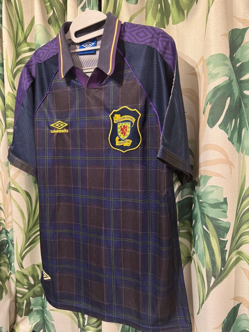 斑*尾様 90sスコットランド代表ユニフォームUmbro チェック柄サッカーシャ