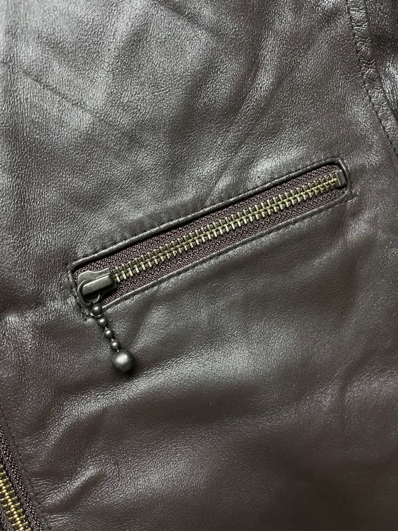 美品 ユナイテッドアローズ 上質ゴートレザー シングルライダースジャケット L茶