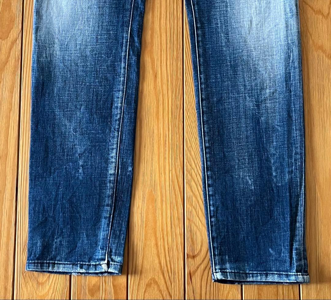 【美品】ディースクエアード ダメージスキニーデニム S メンズ ジーンズ 青 綿