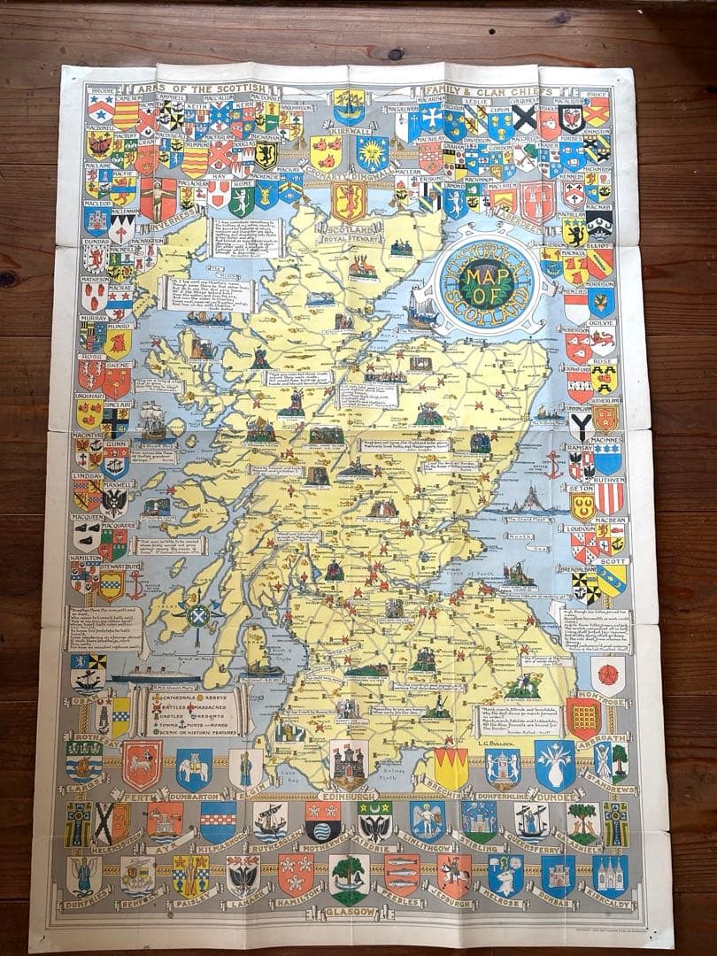 【希少】アンティークマップ　イギリス　スコットランド　絵地図 map