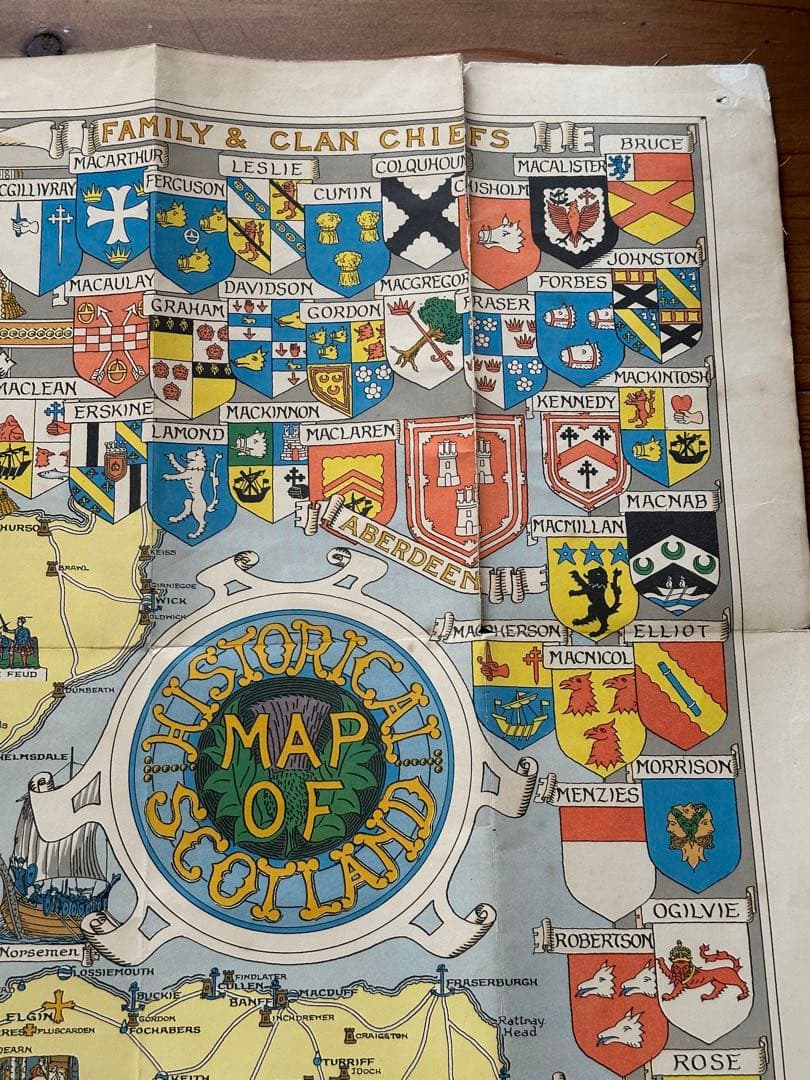 【希少】アンティークマップ　イギリス　スコットランド　絵地図 map