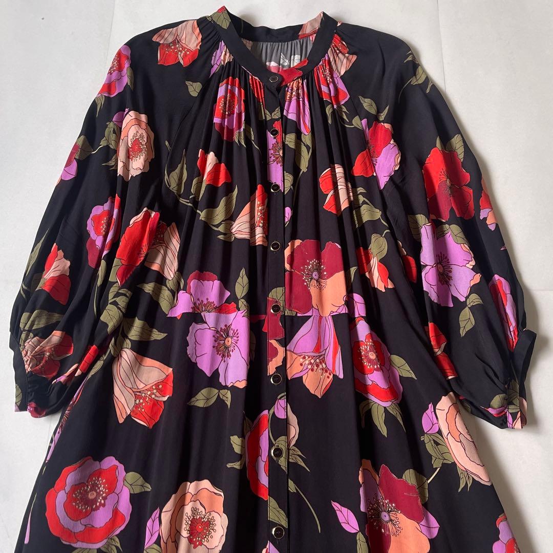 グレースコンチネンタル 花柄 ティアード ワンピース 前開き23SS 38極美品