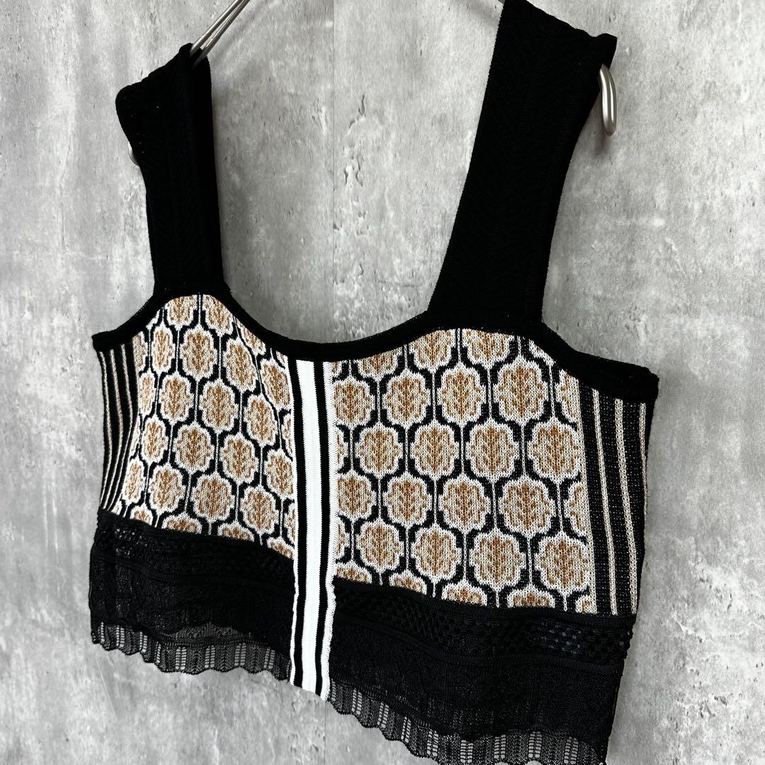 美品✨ PUBLIC TOKYO パネルジャガードキャミビスチェ ブラック