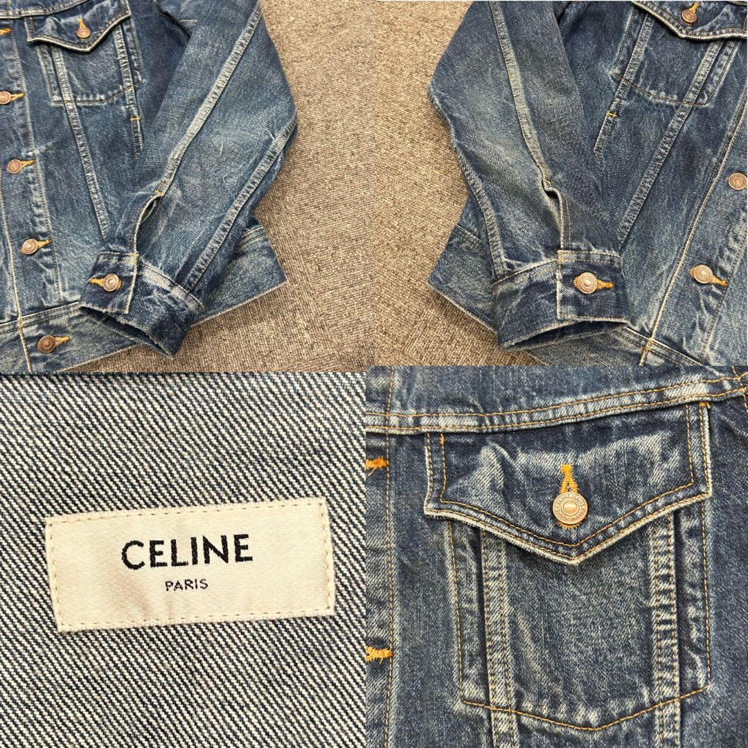 CELINE セリーヌ　デニムジャケット　S　メンズ　ダメージ加工　ブルー