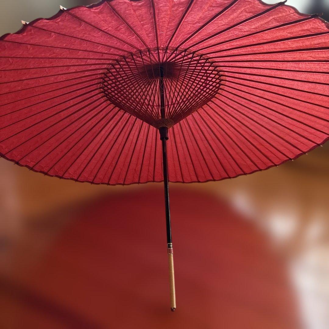別撰絹張 高級羽二重傘蛇の目傘 蛇目傘 番傘 和傘和風赤置物レト口 新品、未使用