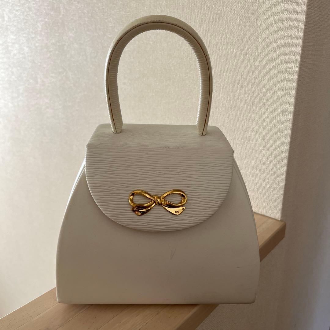 HANAE MORI ホワイト ハンドバッグ 上品 高級感