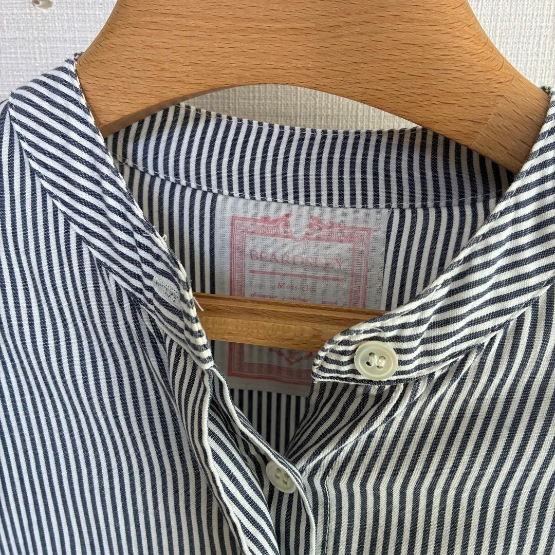 【美品】BEARDSLEY 先染めギャザーワンピース ストライプ　サイズ：0