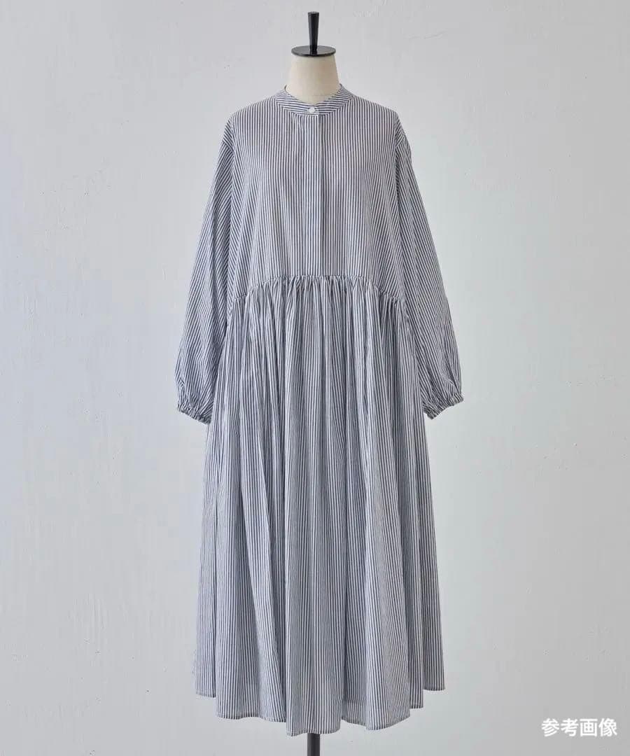 【美品】BEARDSLEY 先染めギャザーワンピース ストライプ　サイズ：0
