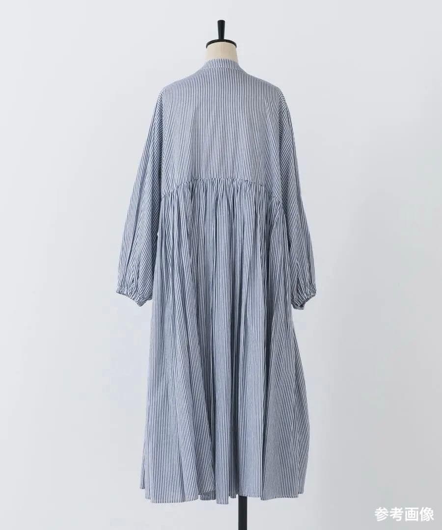 【美品】BEARDSLEY 先染めギャザーワンピース ストライプ　サイズ：0
