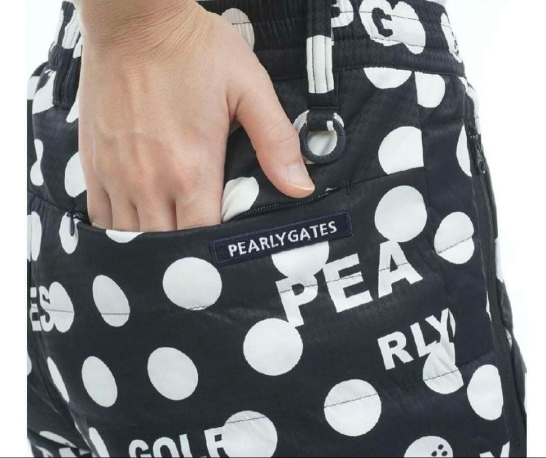 【値下げいたしました】新品パーリーゲイツ ドット×ロゴ柄パンツ レディース S
