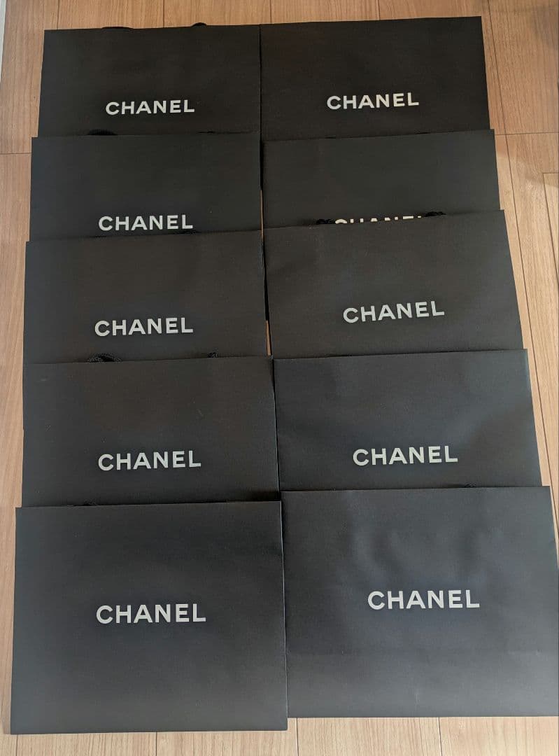 シャネルCHANELロゴ入りショッパー10枚セットカメリア10個リボン5本