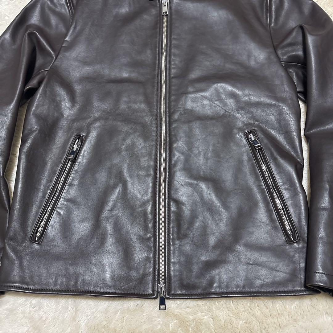 美品✨ Theoryセオリー シングルレザーライダースジャケット 牛革カウレザー