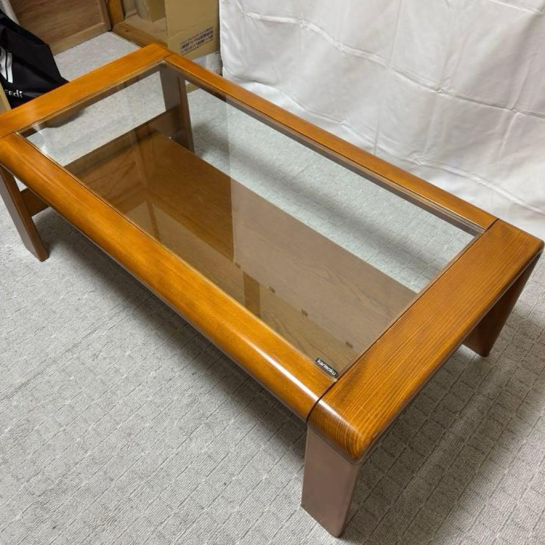 B045 karimoku カリモク センターテーブル ガラストップ レトロ