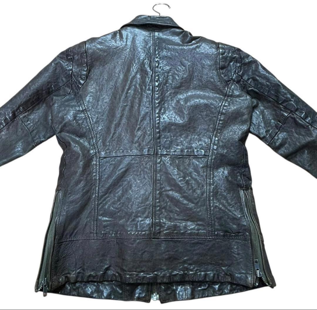 DIESEL ディーゼル レザー シングルライダース 羊革 シワ加工 S